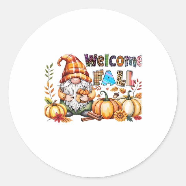 Welcome Fall Gnomes Classic T - Shirt.png Runder Aufkleber (Vorderseite)