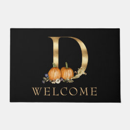 WELCOME Fall Monogram D mit Pumpkin Doormat Fußmatte