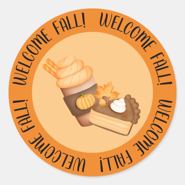 Welcome Fall Pumpkin Runder Aufkleber (Vorderseite)