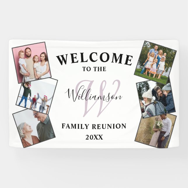 Welcome Family Wiedersehen Foto & Monogram Banner (Horizontal)