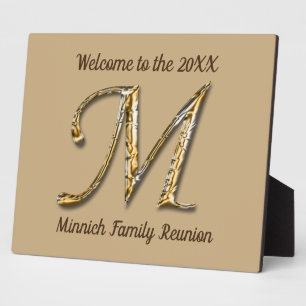 Welcome Family Wiedersehen Gold Letter M Monogram Fotoplatte