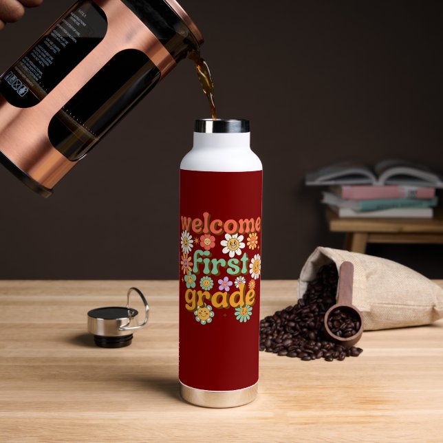 WELCOME FIRST GRADE  FIRST DAY OF SCHOOL BACK TRINKFLASCHE (Kaffee (gedreht))