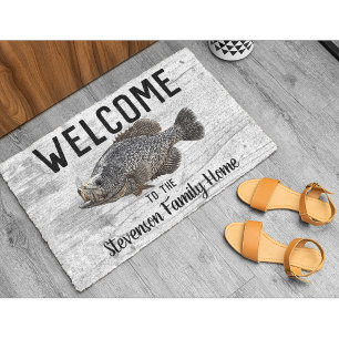 Welcome Fishing Crappie Familienname Zuhause Hütte Fußmatte