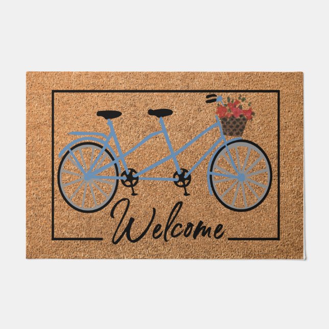  Welcome Floral Bicycle Doormat, Best Bike Lovers Fußmatte (Vorderseite)