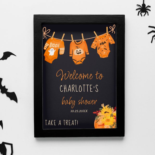 Welcome floral Halloween little boo baby shower Poster (Welcome floral Halloween little boo baby shower Poster)