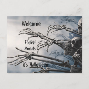 Welcome Foolish Mortals Zombie Skeleton Beängstige Postkarte