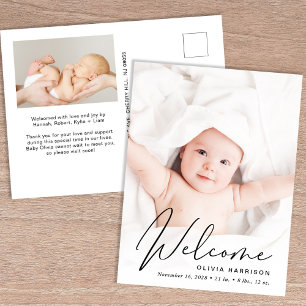 Welcome Foto Birth Ankündigungspostkarte