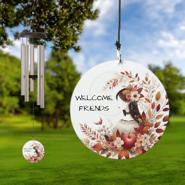 Welcome Friends Folk Art Faceless Lady Windspiel