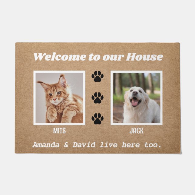 Welcome Funny Hoghouse Custom 2 Pet Foto Fußmatte (Vorderseite)