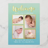 Welcome Gallery Foil Birth Ankündigung Postkarte