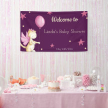 Welcome Girl Baby Shower Burgundy Dragon