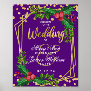 Welcome Gold Lila Holiday Wedding Holly Poster