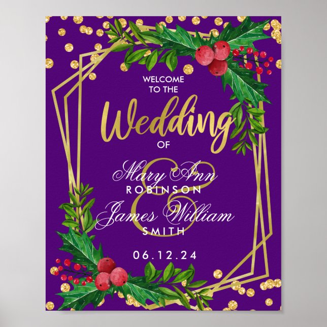 Welcome Gold Lila Holiday Wedding Holly Poster (Vorne)