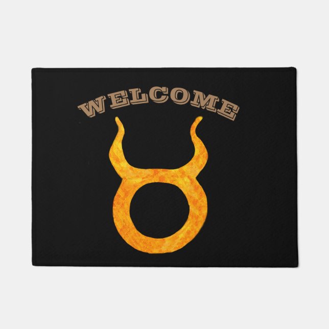 Welcome Gold Taurus Zodiac Astrologie Zeichen Fußmatte (Vorderseite)