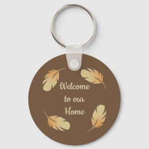 Welcome Guest Vacacation House Zugang Key Feather Schlüsselanhänger