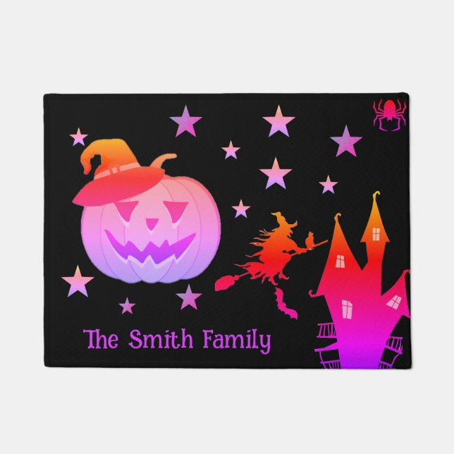 Welcome Halloween Door Mat | Personalisiert Doorma Fußmatte (Vorderseite)