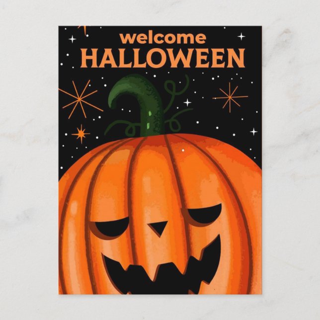 Welcome Halloween Pumpkin Postkarte (Vorderseite)