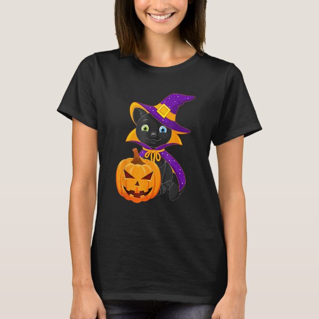 Welcome Happy Hat Cat Halloween 2023 Devil Face Pu T-Shirt (Vorderseite)