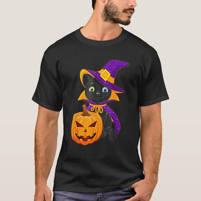 Welcome Happy Hat Cat Halloween 2023 Devil Face Pu T-Shirt (Vorderseite)
