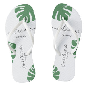 Welcome Hochzeit in Urlaubsort Custom Tropical lea Flip Flops