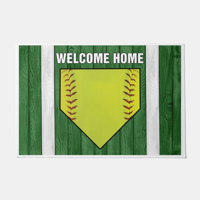 Welcome Home Baseball Design Fußmatte (Vorderseite)