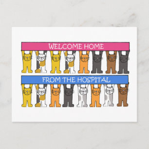 Welcome Home from the Hospital Cartoon Cats Postkarte