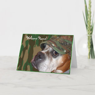 Welcome home Military Boxer dog greeting card Karte