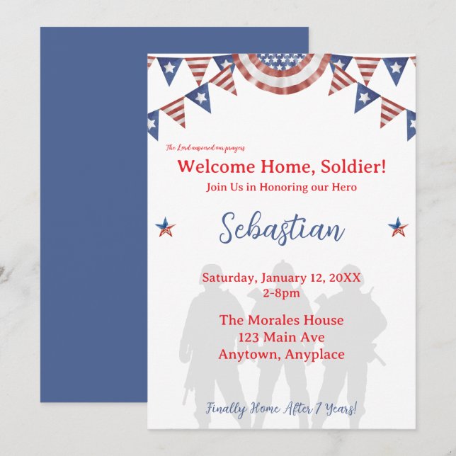 Welcome Home Soldier Patriotic Party Einladung (Vorne/Hinten)