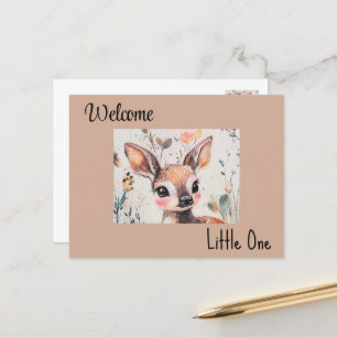 Welcome Litone, Baby Girl Card, Postcard, Fawn Postkarte