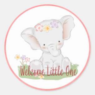 Welcome Little One Baby Elephant Runder Aufkleber