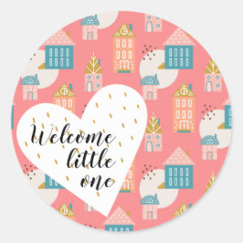 Welcome Little One Boho Kinderherz beherbergt Scan Runder Aufkleber