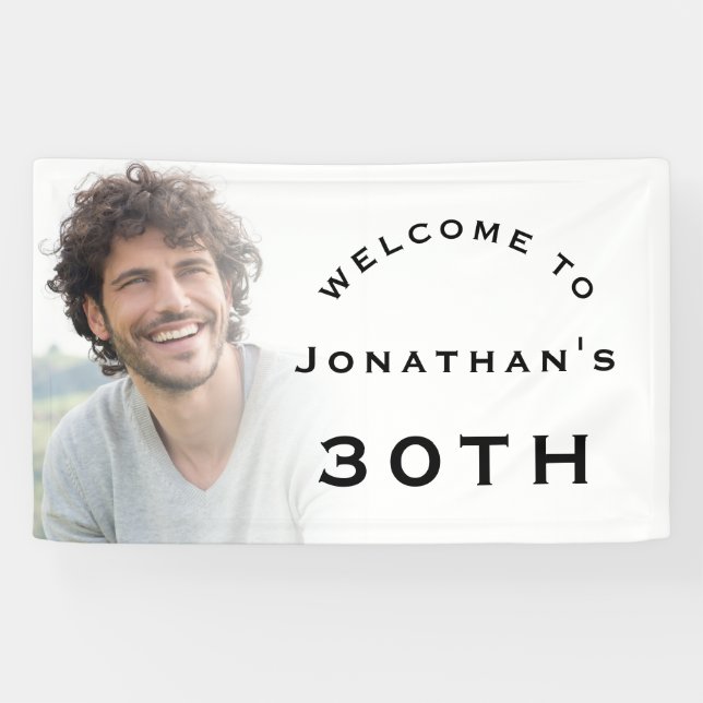 Welcome Male 30. Geburtstag Party Foto Overlay Banner (Horizontal)