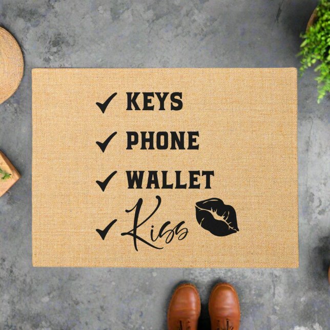 Welcome Mat Keys Phone Wallet Kiss Checkliste Fußmatte (Von Creator hochgeladen)