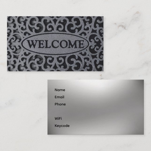 Welcome Mat Vacation Rentals Business Card Visitenkarte (Vorne/Hinten)