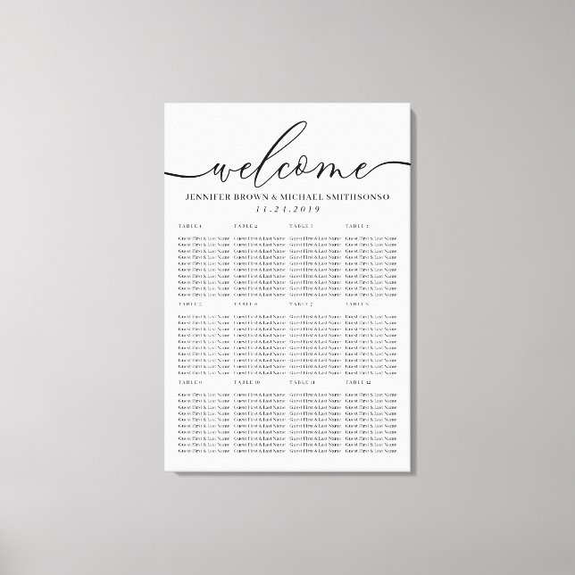 Welcome Modern Clean Simple Seating Table Numbers Leinwanddruck (Vorderseite)