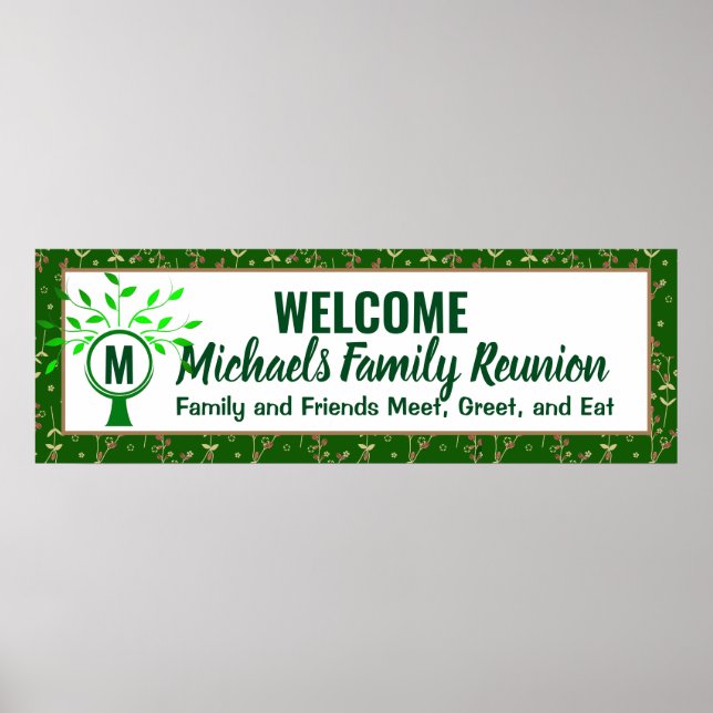 Welcome Monogram Family Tree Wiedersehen Poster (Vorne)