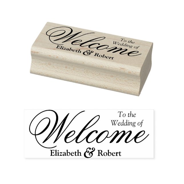 Welcome Monogram Minimalistisch Elegant Wedding Gummistempel (Welcome Monogram Minimalist Elegant Wedding Rubber Stamp)