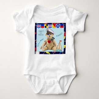 Welcome New Baby Sailor Bear Bodysuit Baby Strampler