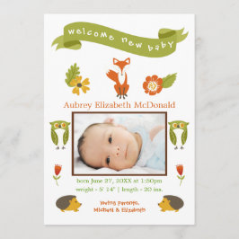 Welcome New Baby Woodland - Geburtserklärung Ankündigung