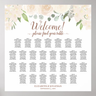 Welcome! Pale Peach Roses 29 Table Seating Chart Poster
