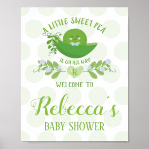 Welcome Party Signs Sweet Pea Baby Shower Boy Poster