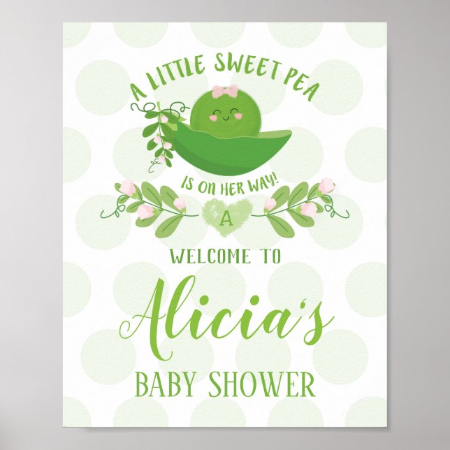 Welcome Party Signs Sweet Pea Baby Shower Girl Poster (Vorne)