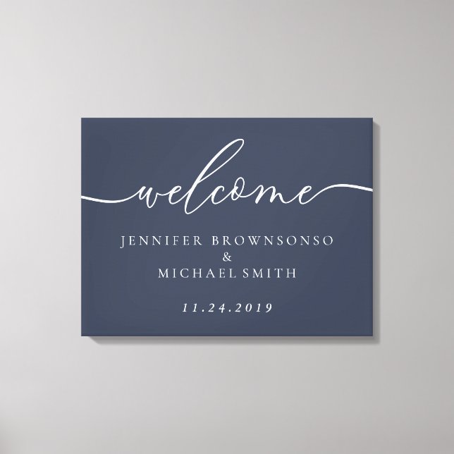 Welcome Party Simple Wedding Modern Navy Leinwanddruck (Vorderseite)