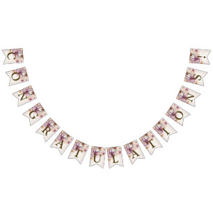 Welcome Party Watercolor Boho Pink Blume Elegant Wimpelkette