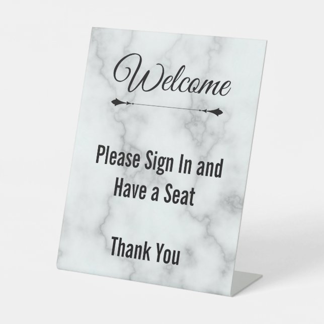 Welcome Please Sign In and Have a Seat Faux Marble Sockelschild (Vorderseite)