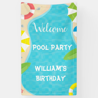 Welcome Pool Party Geburtstagsbanner Banner
