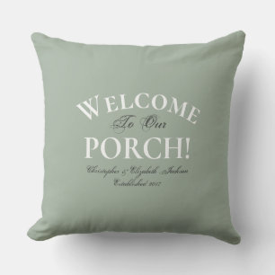 Welcome Porch Custom Sage Green Elegante Chic Kissen