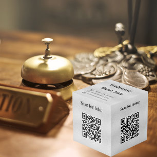 Welcome QR-Code Info Hotel Restaurant Silber Würfel