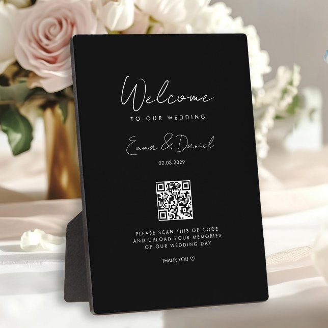 Welcome QR Code Wedding Black Galery Fotoplatte (Von Creator hochgeladen)