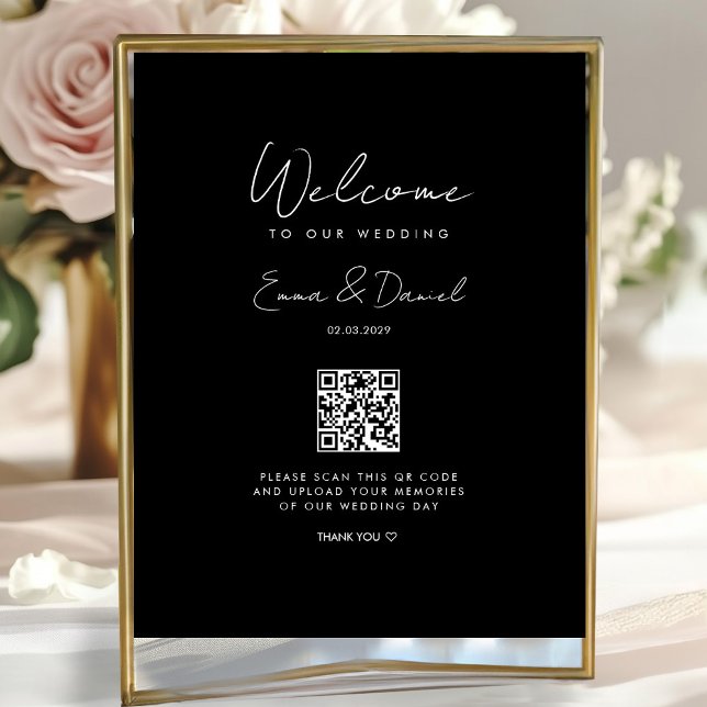 Welcome QR Code Wedding Galery Black Poster (Von Creator hochgeladen)